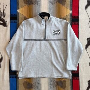 Vintage Arctic Cat Quarter Zip Pullover Sweatshirt Gray XL Made in USA Logo